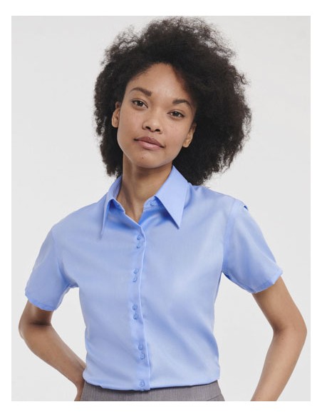 RUS-0R957F0-Ladies' Short Sleeve Tailored Ultimate Non-Iron Shirt 2